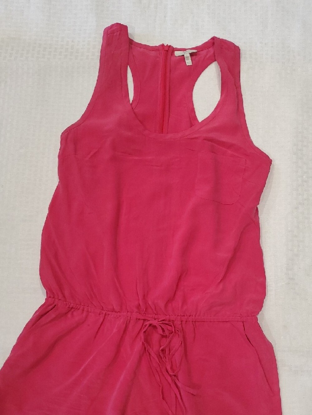 Joie 100% Silk Sleeveless Hot Pink Drawstring Romper - Picture 2 of 14